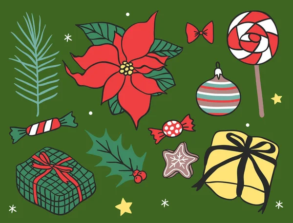 Рождественские открытки векторный фон баннер праздники зимние рождественские руки рисовать поздравления Новогодняя брошюра иллюстрация . — стоковый вектор