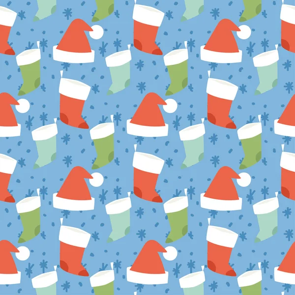 크리스마스 벡터 원활한 패턴 새 해 손으로 그린 카드 디자인 스타일 홀리데이 벽지 장식 크리스마스 배경 — 스톡 벡터