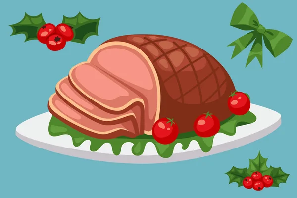 Різдвяна їжа та десерти святкові прикраси Різдвяні солодкі святкування Векторні традиційні святкові зимові торти домашня страва . — стоковий вектор