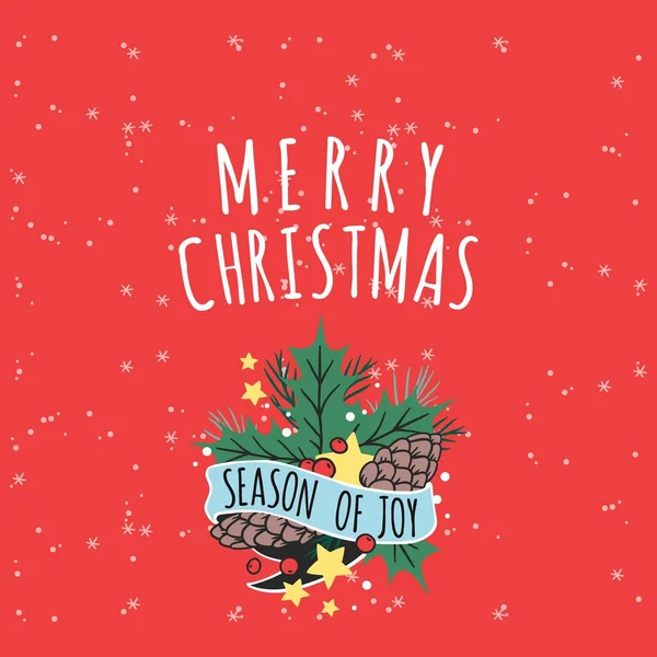 Vánoční blahopřání vektorové pozadí nápis svátky zimní vánoční ruka kreslení blahopřání nový rok brožura ilustrace. — Stockový vektor