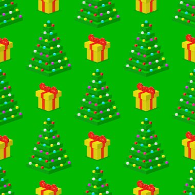 Çam ağacı piksel yeşil vektör Noel tatil iğne yaprak gövde köknar bitki doğal Dikişsiz desen çizim