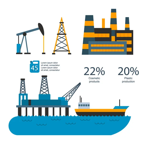 Petróleo gas industria vector fabricación gas infografía producción mundial petróleo distribución petróleo extracción ilustración — Archivo Imágenes Vectoriales