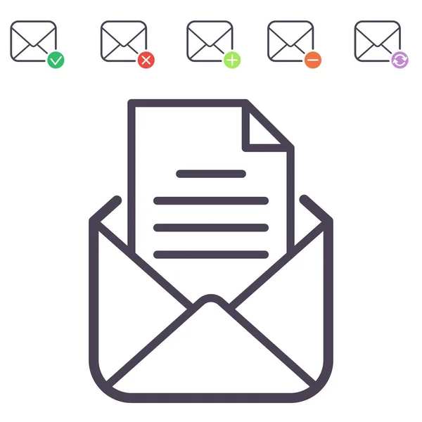 Ícones vetoriais carta de e-mail conjunto envelope cobertura comunicação correspondência endereço em branco esboço caixa de correio design papel cartão vazio escrita mensagem ilustração. Conceito de correio —  Vetores de Stock