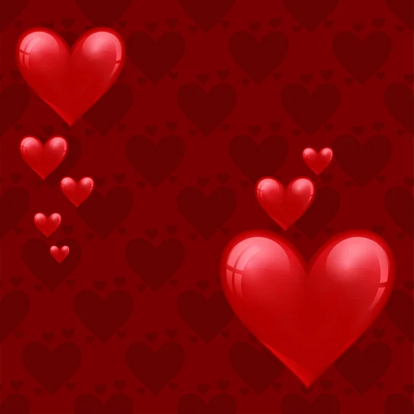 Simple corazón rojo agudo vector patrón sin costura fondo rosa tarjeta de color hermoso celebrar brillante corazón rojo emoticono vacaciones arte decoración . — Vector de stock