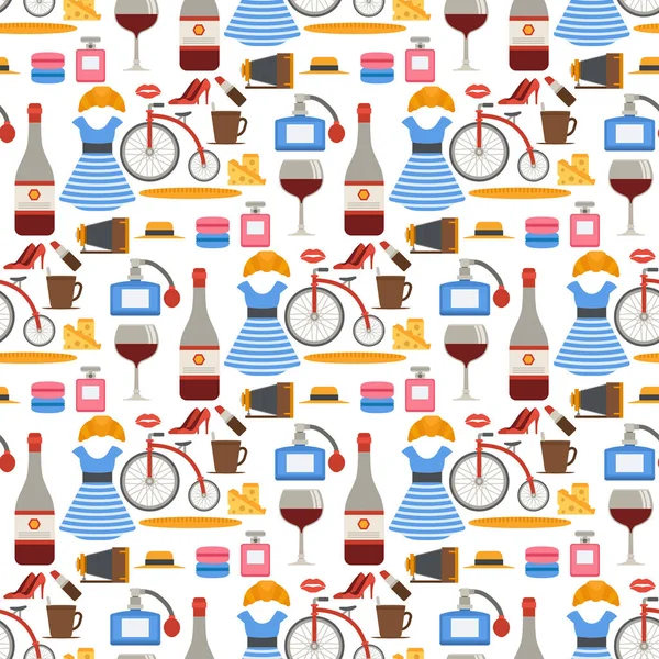 Paris vector famous travel cuisine traditional modern france culture europe eiffel fashion design architecture seamless pattern background illustration.