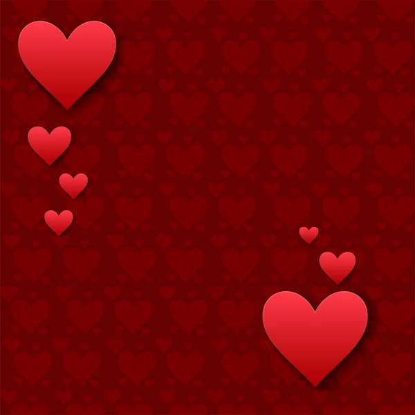 Simple corazón rojo agudo vector patrón sin costura fondo rosa tarjeta de color hermoso celebrar brillante corazón rojo emoticono vacaciones arte decoración . — Vector de stock