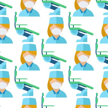 Doktorlar diş hekimi meslek charactsers Dikişsiz desen arka plan stomatology vektör tıbbi insanlar