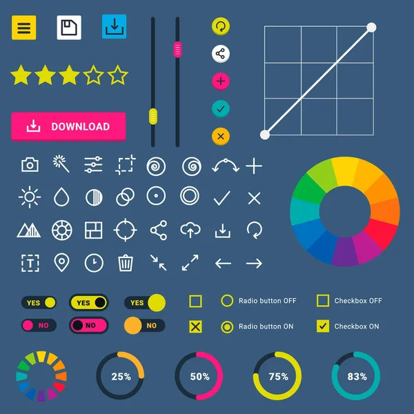 Interfaz de usuario vector teléfono portátil pestaña dispositivo móvil aplicación indicadores descargar progreso ui-ux diseño de interfaz web plantilla archivo subir ilustración. Elementos de interfaz — Vector de stock