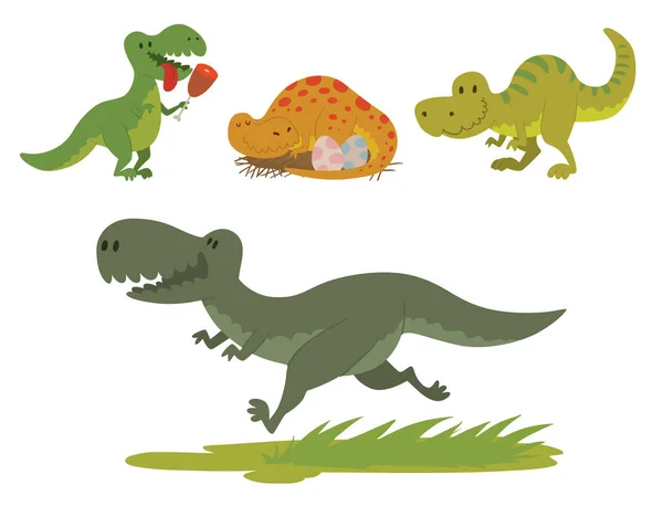 Dinosaurussen vector dino dierlijke tyrannosaurus t-rex gevaar schepsel kracht wild jurassic predator prehistorische uitgestorven illustratie. — Stockvector