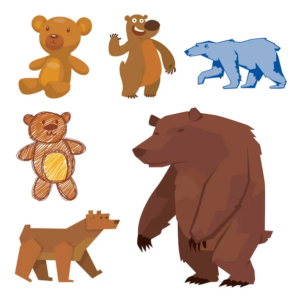 Oso animal vector mamífero peluche grizzly divertido feliz dibujos animados depredador lindo personaje ilustración . — Archivo Imágenes Vectoriales