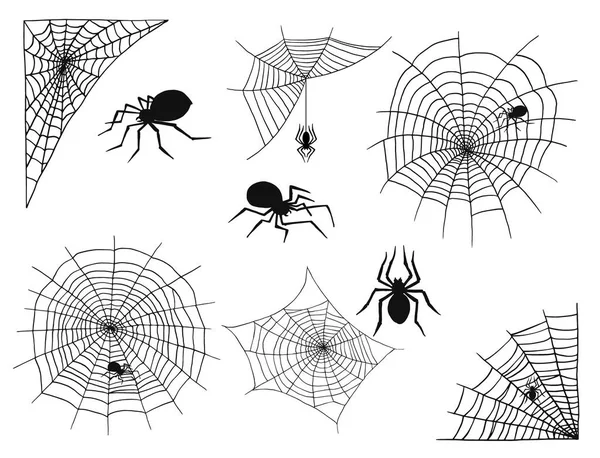 Spiders vector web silhouette spooky spider nature halloween element cobweb decoration fear spooky net.