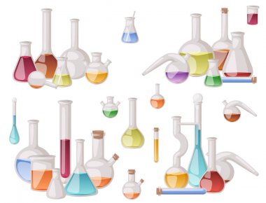 Kimyasal şişesi laboratuvar vektör laboratuvar cam tüp sıvı biyoteknoloji analiz tıbbi bilimsel ekipman tüpler.