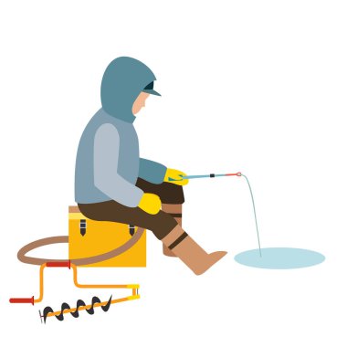 Balıkçı balıkçılar vektör yakalar balık fisher çubuk su yakalamak ve spin attı, adam nehir karakter vektör çizim dışında net çeker