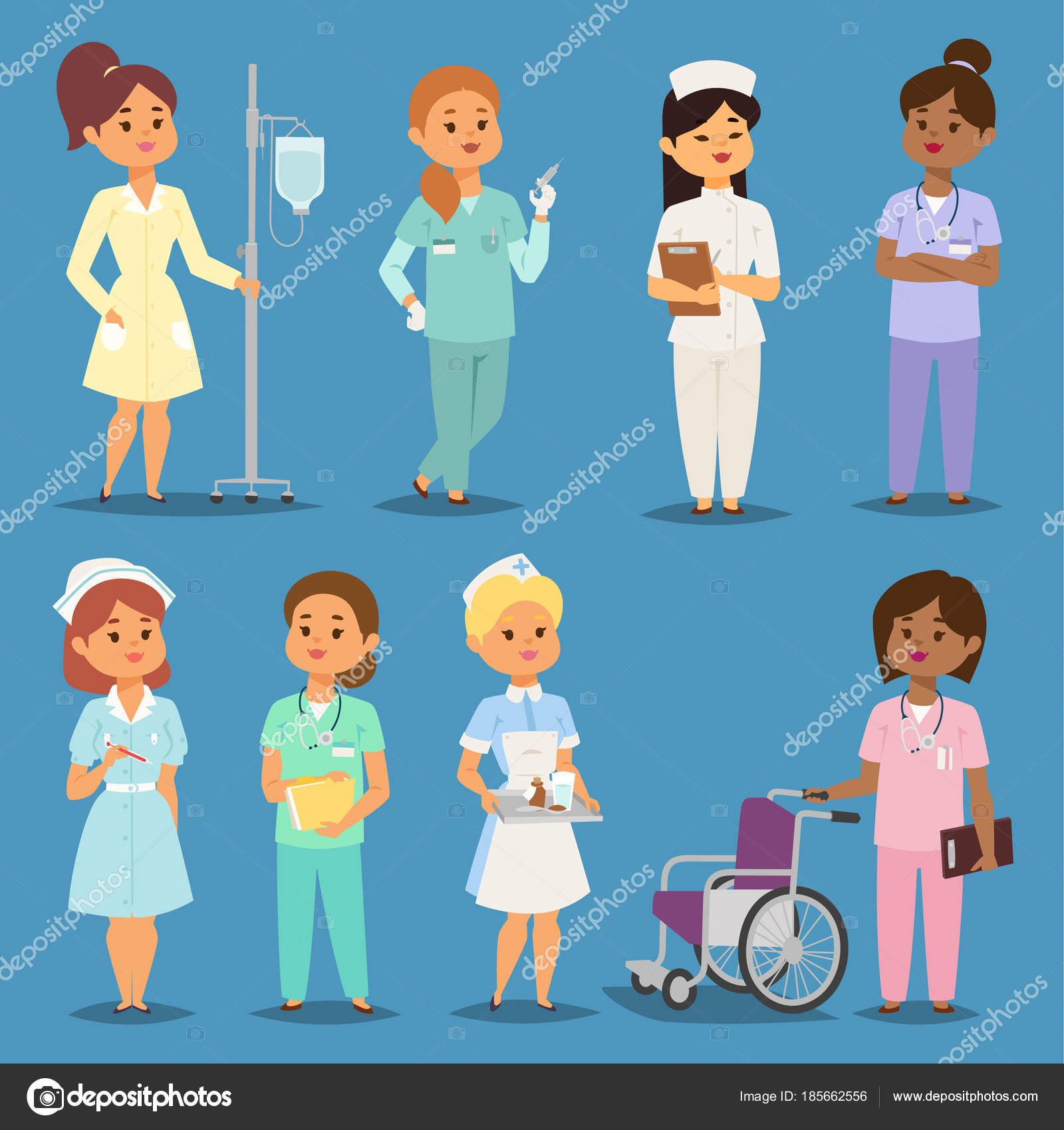 Vector Cartoon ilustração da equipe médica do hospital, médicos e