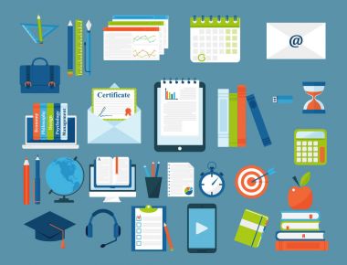 Online Eğitim vektör personel eğitim kitabı saklamak uzak educationary kutsal kişilerin resmi bilgi illüstrasyon öğrenme