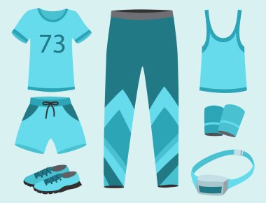 Giysi runner Dişliler spor egzersiz vektör çizim için çalışan spor giyim