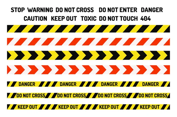Prohibition signs industry production vector warning danger tape forbidden safety information protection no allowed caution information. — Stock Vector