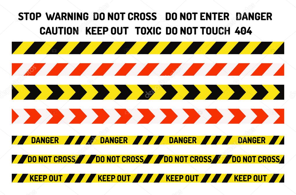 Prohibition signs industry production vector warning danger tape forbidden safety information protection no allowed caution information.