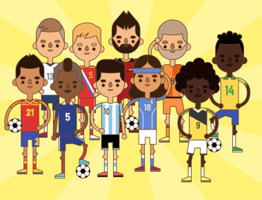 Ulusal Euro Cup futbol futbol takımları vektör çizim ve oyun oyuncu Kaptan konusunda lider olan tek tip spor izole men karakterleri.