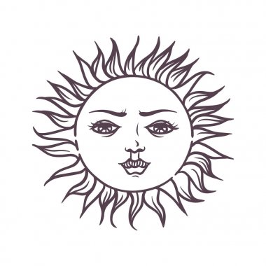 Sihirli ezoterik güneş gezegen yıldız vektör çizim el çekilmiş