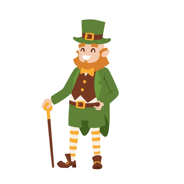 St Patricks Günü cüce adam karakter karikatür tarzı sembolleri İrlandalı geleneksel dekorasyon tasarım vektör çizim — Stok Vektör