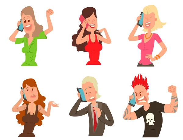 Succès des gens d'affaires professionnels personnage parlant de son téléphone portable illustration vectorielle — Image vectorielle