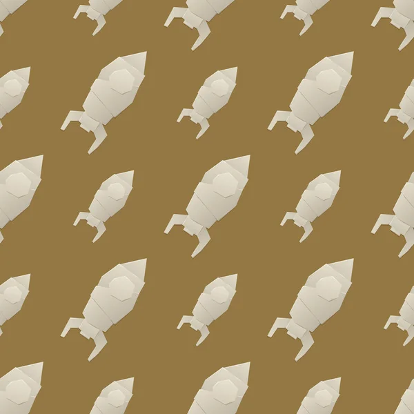 Origami transport de fusée de papier logistique motif sans couture original feuille de papier de voyage plat transport liberté illustration vectorielle . — Image vectorielle