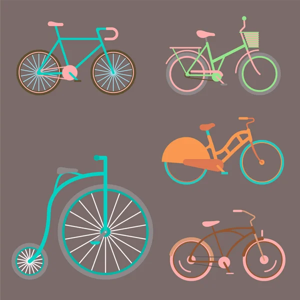 Bicicletas vectoriales estilo vintage bicicleta antigua transporte vehículo de paseo retro ciclo de verano transporte ilustración — Archivo Imágenes Vectoriales