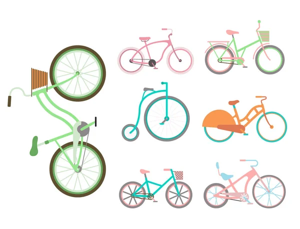 Bicicletas vectoriales estilo vintage bicicleta antigua transporte vehículo de paseo retro ciclo de verano transporte ilustración — Vector de stock