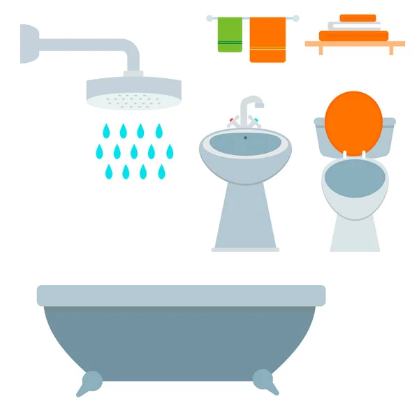 Bath equipment icon toilet bowl bathroom clean flat style illustration hygiene design. — Stock Vector