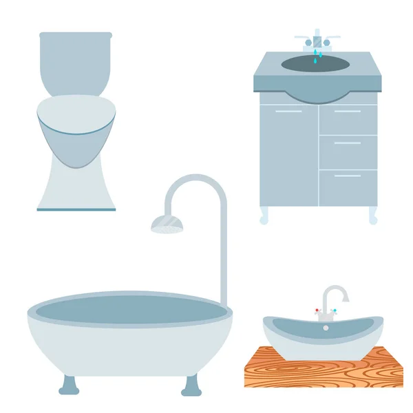 Bad utrustning ikonen toalett skål badrum ren platt stil illustration hygien design. — Stock vektor