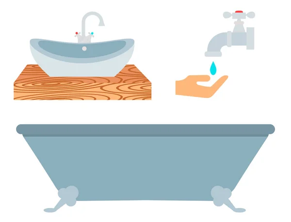 Bad Symbole Prozess Wassereinsparung Symbole Hygiene Waschen Reinigung Schönheit Vektor Illustration. — Stockvektor