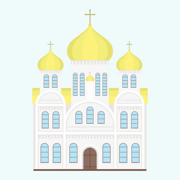 Catedral iglesia templo edificio tradicional hito turismo vector ilustración — Vector de stock