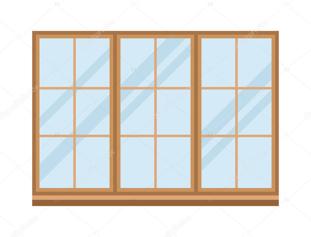 House windows elements flat style glass frames construction decoration apartment vector illustration.