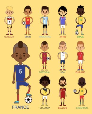 Ulusal Euro Cup futbol futbol takımları vektör çizim ve oyun oyuncu Kaptan konusunda lider olan tek tip spor izole men karakterleri.