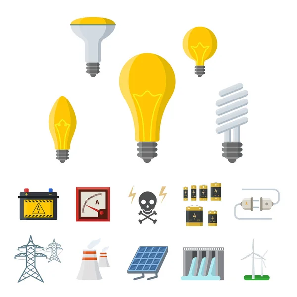 Energy electricity vector power icons battery illustration industrial electrician voltage electricity factory safety socket technology — Stock Vector