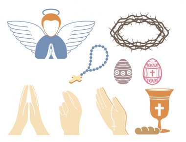 Religionary Hıristiyan inancının mutaassıp rahip kilise geleneksel kültür sembolü dua Hıristiyanlık din vektör papaz religionism düz şekil kutsal işaret siluet.