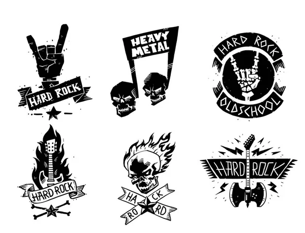 Rock n roll stickers set Royalty Free Vector Image