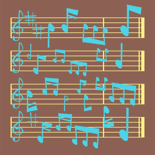 Notas vector musical melodía colorido músico símbolos sonido notas melodía texto escritura audio músico sinfonía ilustración — Vector de stock