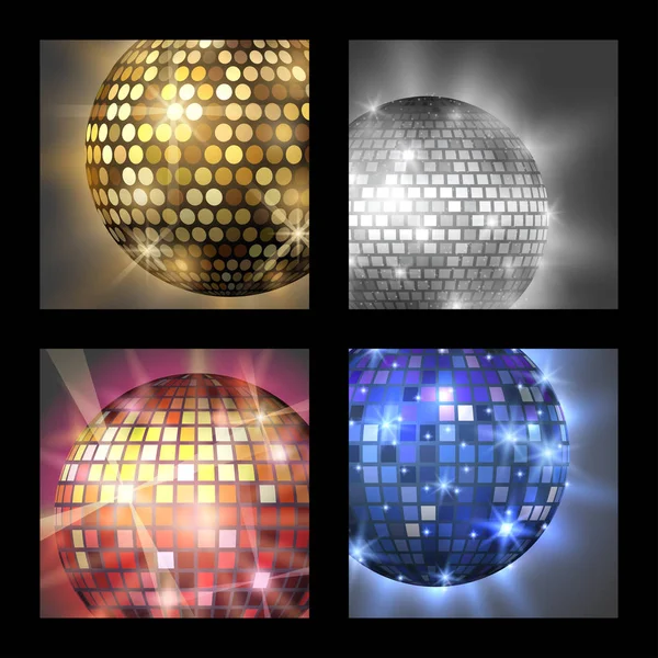 Disco bola discoteca tarjeta música fiesta club nocturno equipo de baile vector ilustración . — Vector de stock