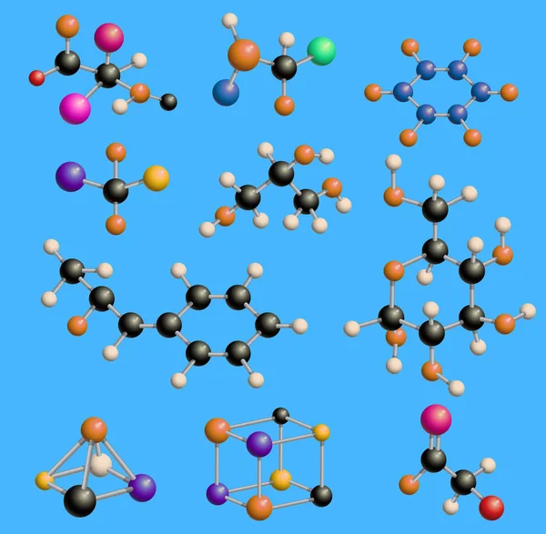 Molekula biológiai sejt szerkezete DNS vektor neuronok tudomány technológia molekuláris molekulák, protonok, neutronok, atomok biológia kémia fizikai szerkezete bio kapcsolódó sejtvonal — Stock Vector