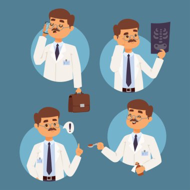 Doktor hemşire karakter vektör tıp adamı personel düz hastane ekibi insanlar doktora tasarlamak.