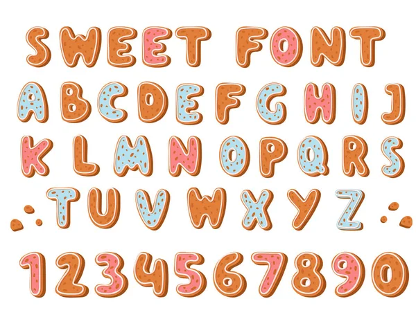 Zencefilli kurabiye alfabe tatil çerez yazı tipi metin gıda bisküvi xmas mektup vektör çizim zencefil — Stok Vektör