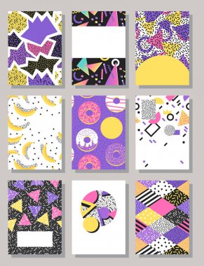 Soyut düzen vektör tasarım desen doku piramitler Infographic şablonları kümesi. Broşür soyut düzen tasarımı, el ilanı veya iş şablonları için rapor. Soyut modern sunum tarzı