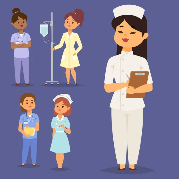 Врач медсестра персонаж вектор медицинских женщин персонал плоский дизайн больницы команда людей докторская иллюстрация . — стоковый вектор
