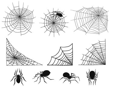 Örümcekler vektör web siluet ürkütücü örümcek doğa Cadılar Bayramı öğe örümcek ağı dekorasyon korku korkunç net.