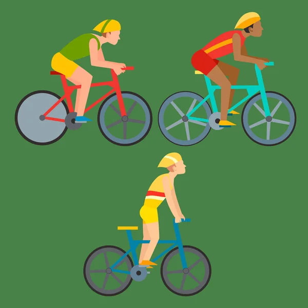 Vélo vectoriel de course cycliste en action cycliste de route rapide homme plat vue de face illustration du cyclisme — Image vectorielle