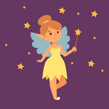 Peri Prenses kız vektör karakter sevimli güzel tarzı çizgi film küçük fairyland moda kostüm sihirli fantezi elbise fairytale taç çocuk.