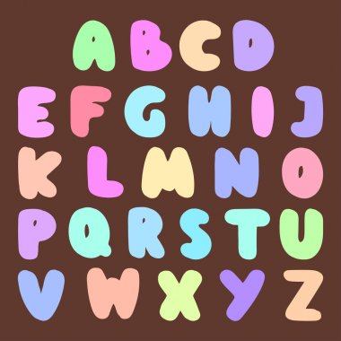 Yazı tipi abc türü vektör tasarımı mektup sembol yaratıcı yazı ve tipografik öğelerin el yazısı illüstrasyon yazı alfabesi stilize.