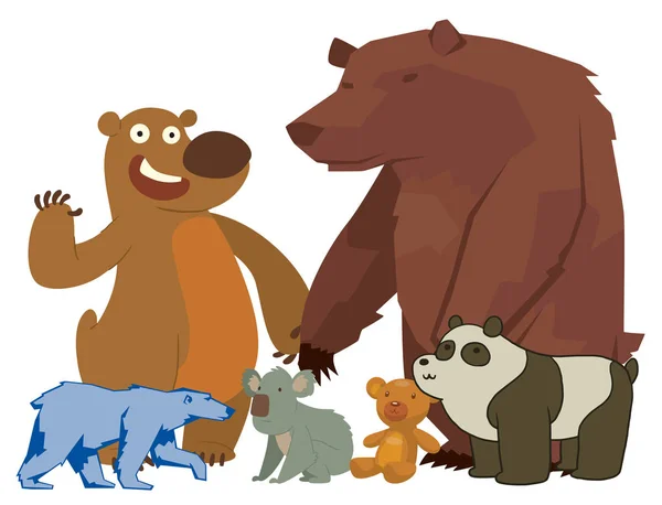 Wektor zwierzę ssak teddy grizzly funny cartoon szczęśliwy drapieżnik ładny charakter ilustracja niedźwiedź. — Wektor stockowy